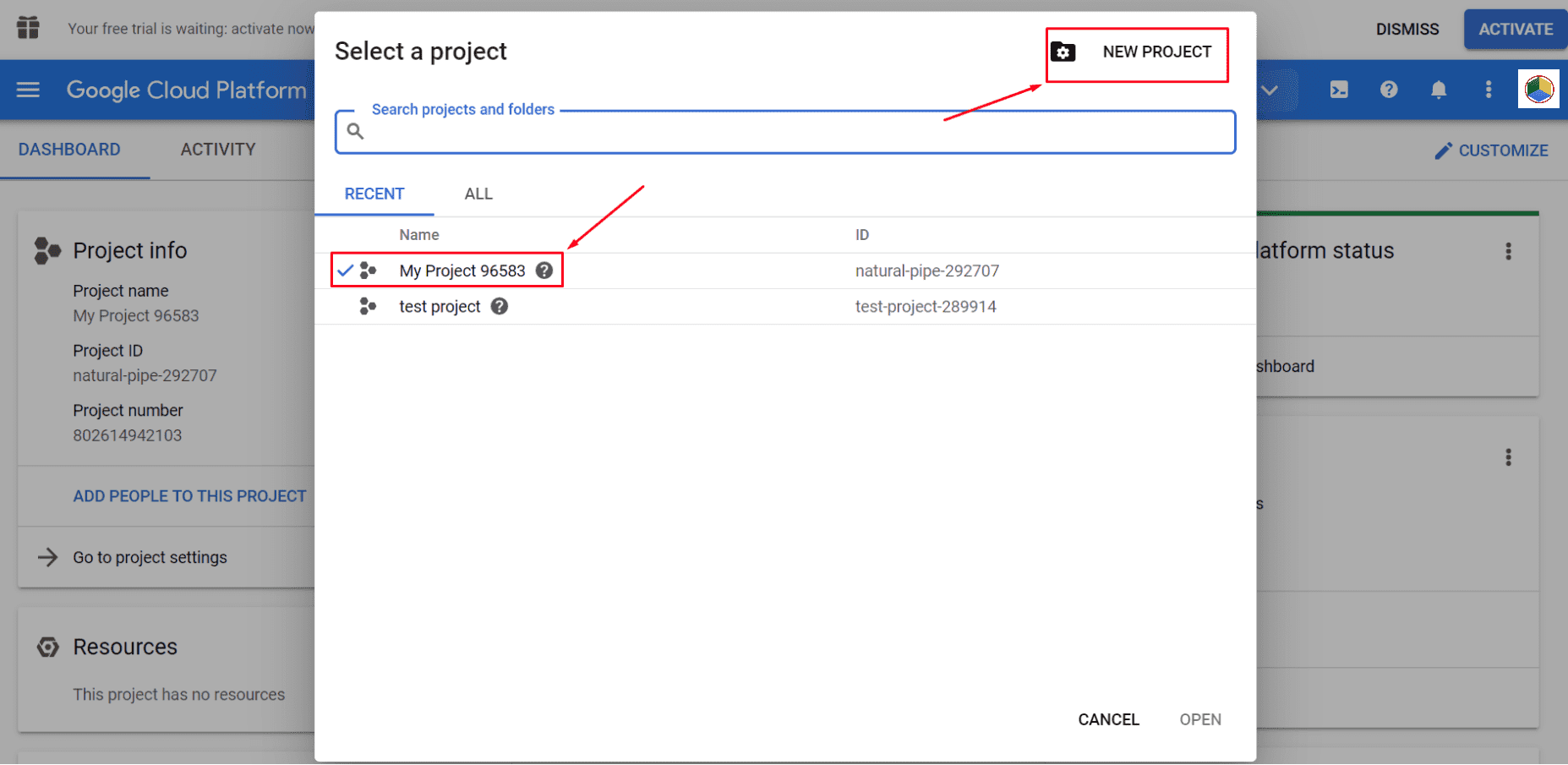 Create Google API Project