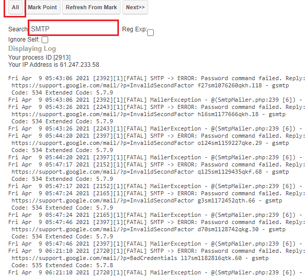 Sugar Logs Errors