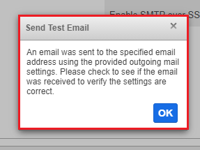 Outbound email confirmation message
