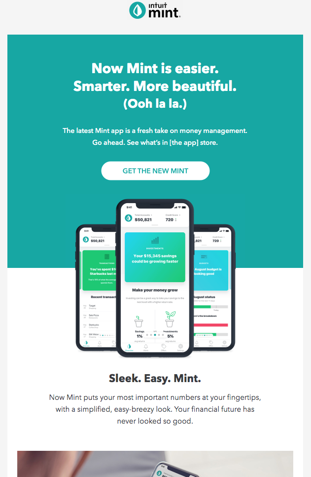 Mint Intuit Email Template Example
