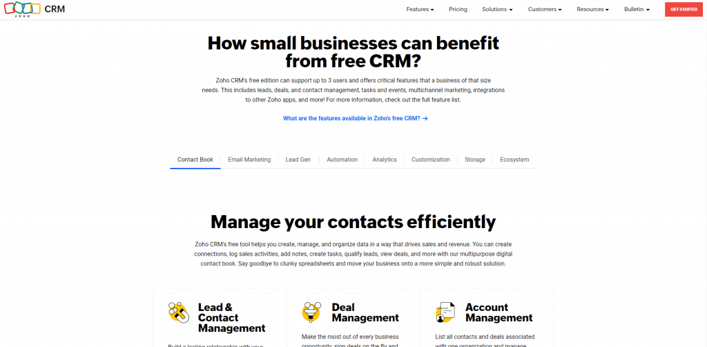 Zoho Free CRM