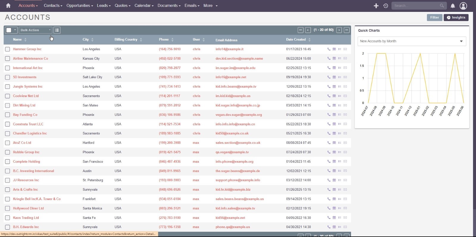 Explore the demo data by visiting the Accounts and Contacts sections