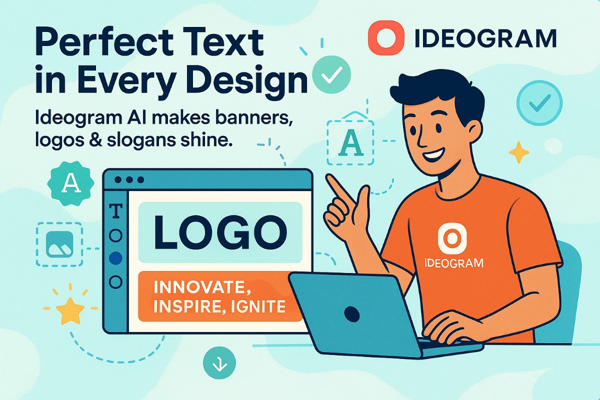 Infographic showing Ideogram AI for web design with precise text rendering and user interaction