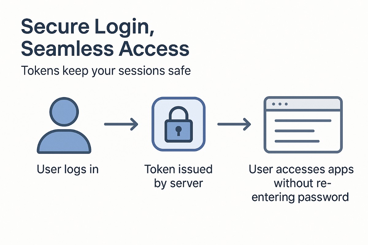 Infographic showing Auth0 token-based authentication workflow for secure and seamless user access.