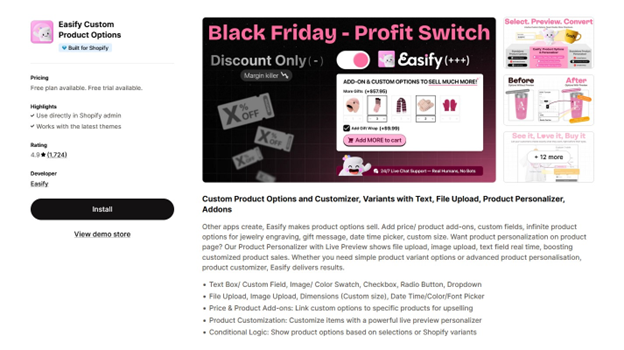 Easify Custom Product Options