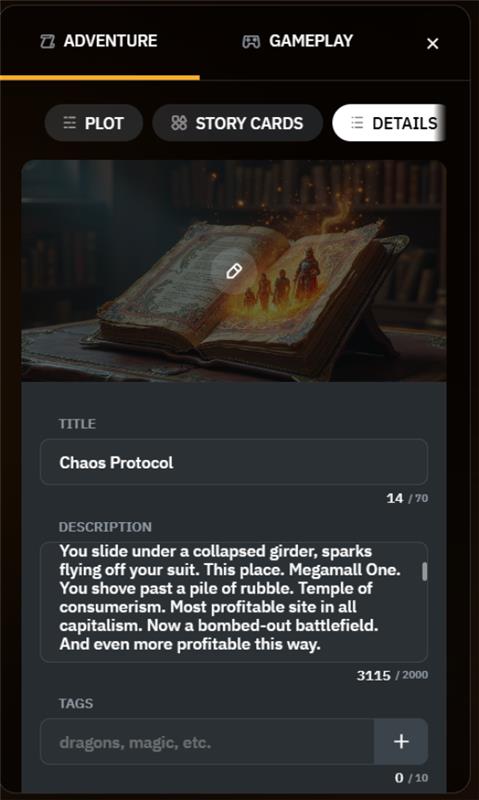 You can access story details in the “Details” section