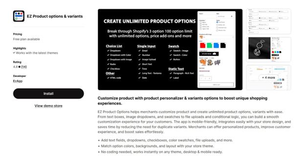 EZ Product Options & Variants