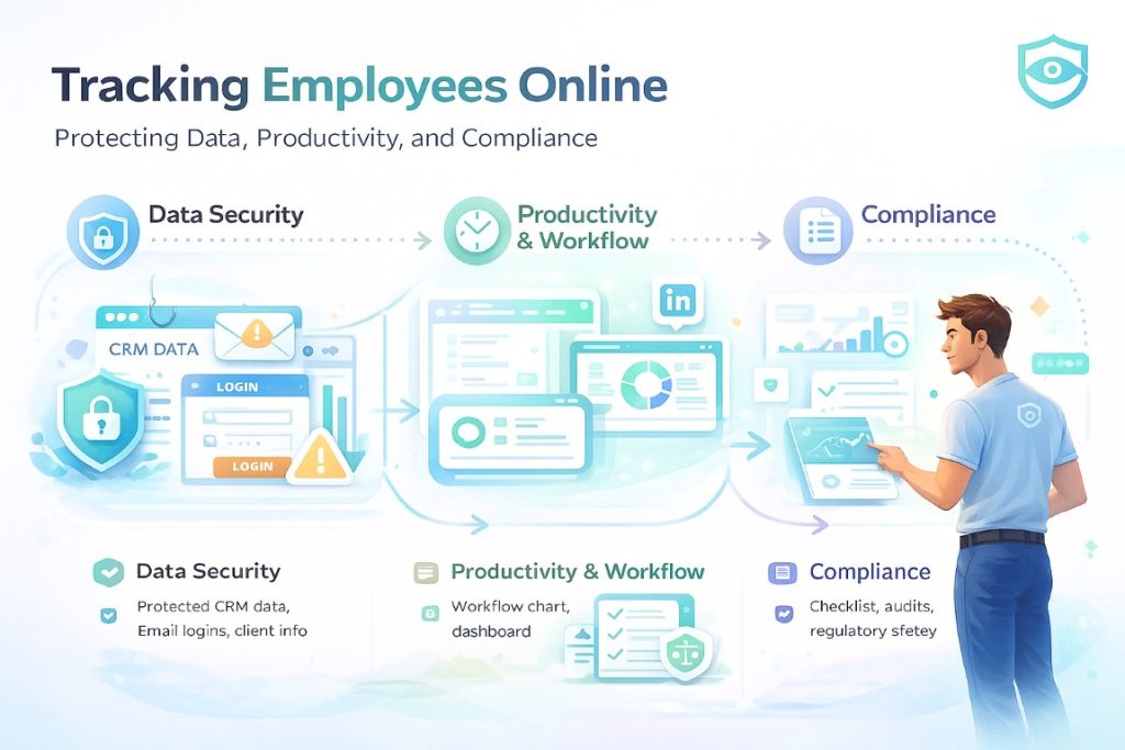 tracking employees online to protect data security, improve productivity, and meet compliance requirements
