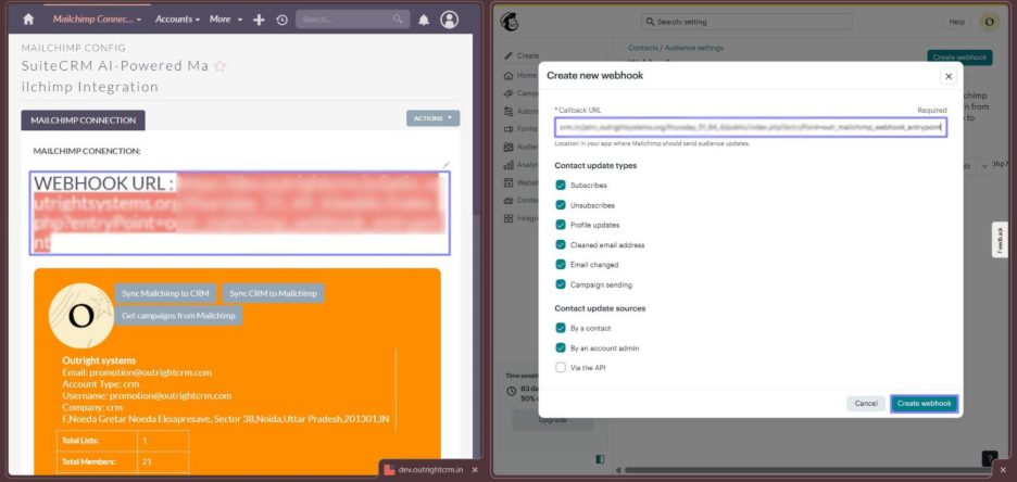 Mailchimp → CRM Sync (Powered by Mailchimp Webhooks)