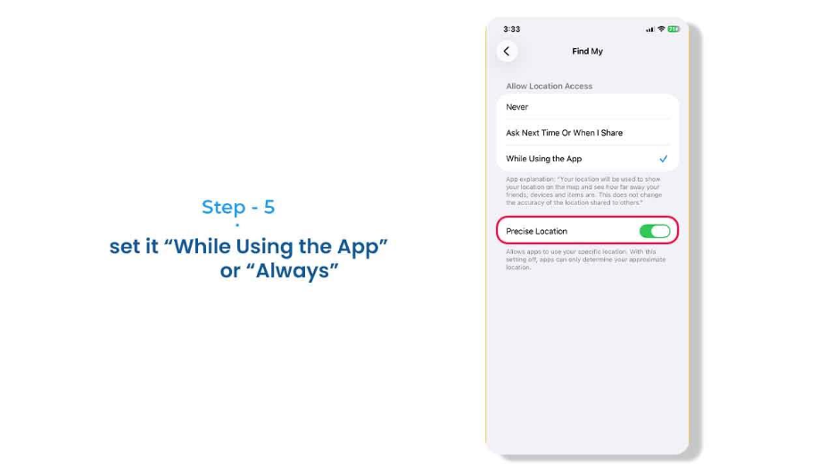 Turn Precise Location ON
