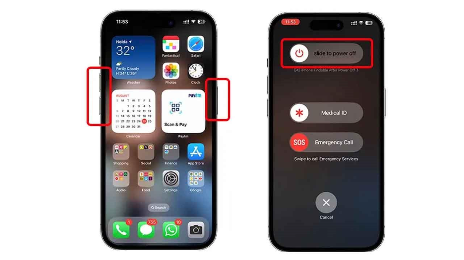 Restart iPhone to Fix No Location Found Error