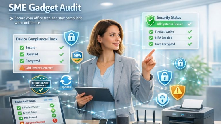 SME gadget audit showing office device security and compliance with cybersecurity rules