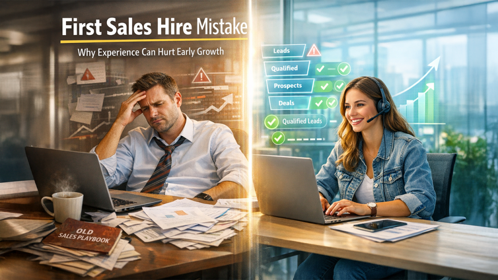 Entry-level first sales hire learning CRM processes and supporting small business sales growth
