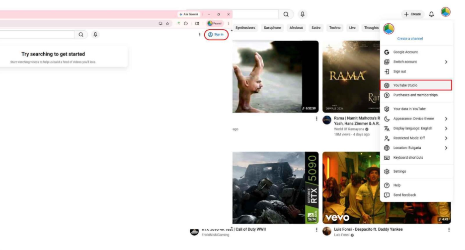 Sign in to Your YouTube Channel