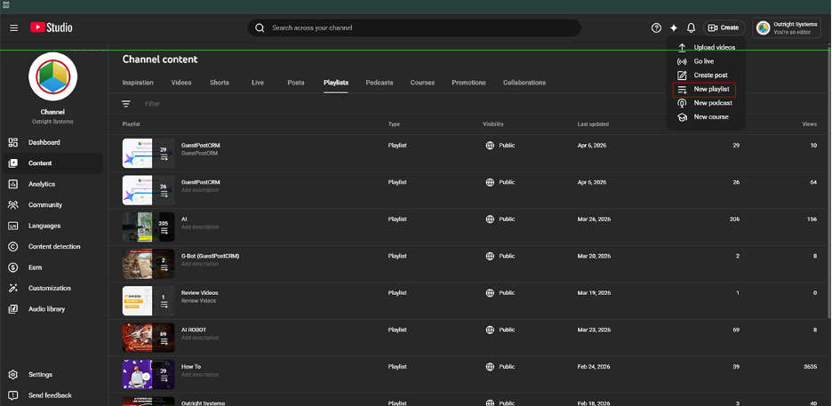 Access the Option of Playlist Creation