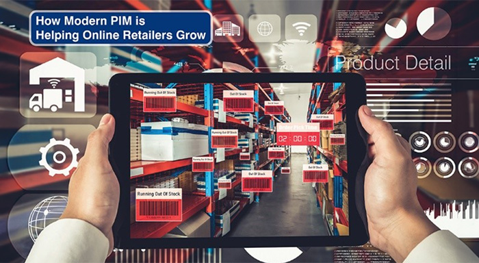 Product Information Management system dashboard showing AI-driven product data, real-time updates, and governance features