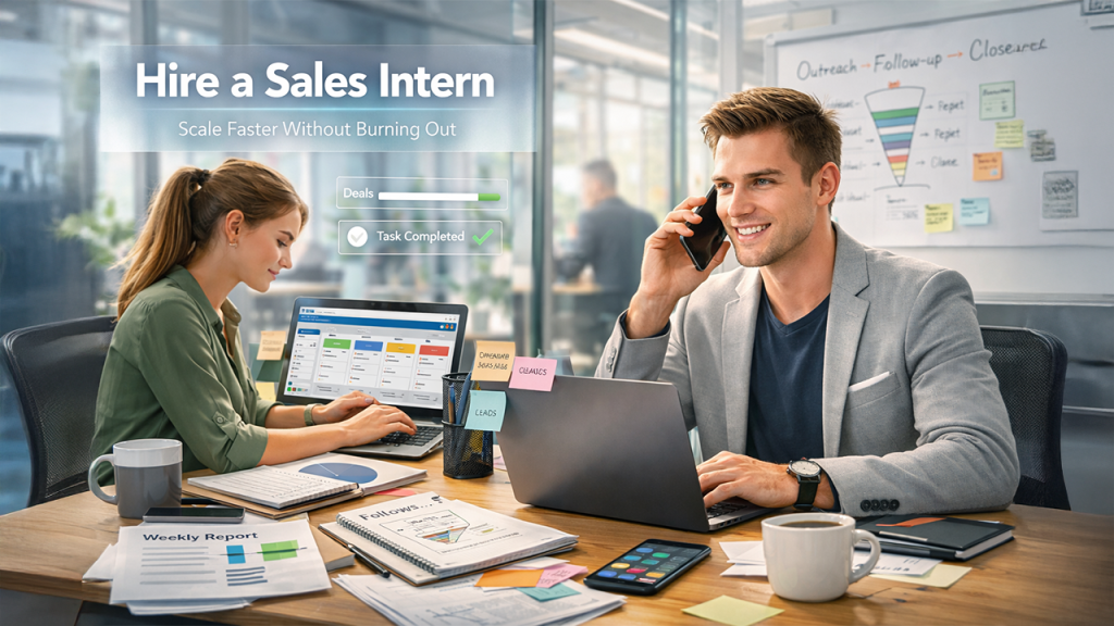 Sales intern supporting first sales hire by managing CRM tasks and lead follow-ups