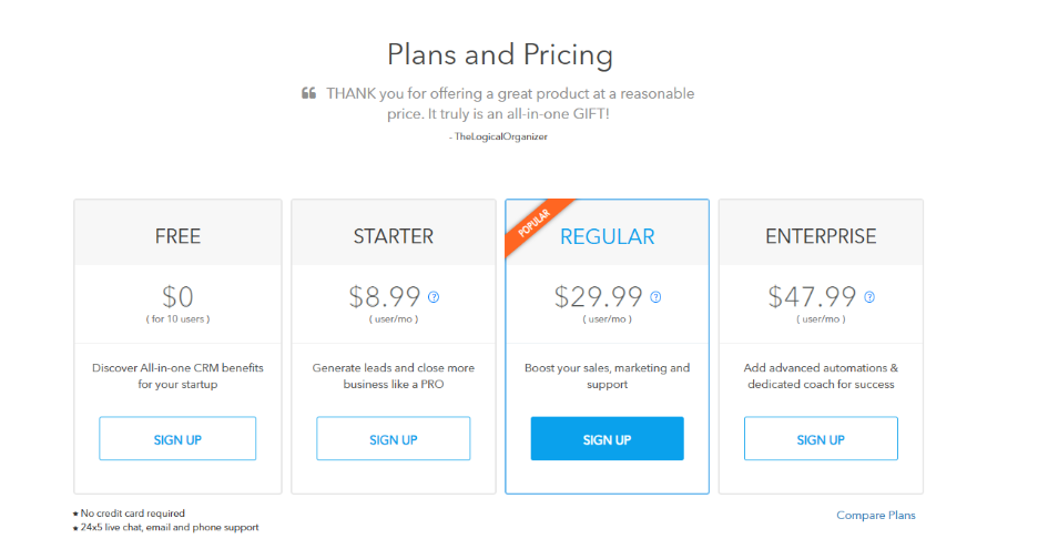 Agile CRM Pricing