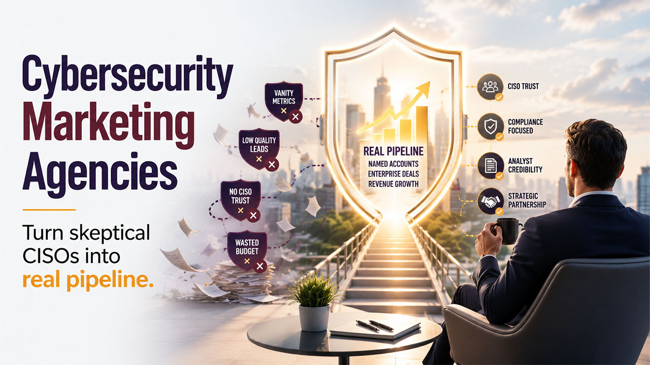 Cybersecurity marketing team planning demand generation and branding strategy for B2B security companies