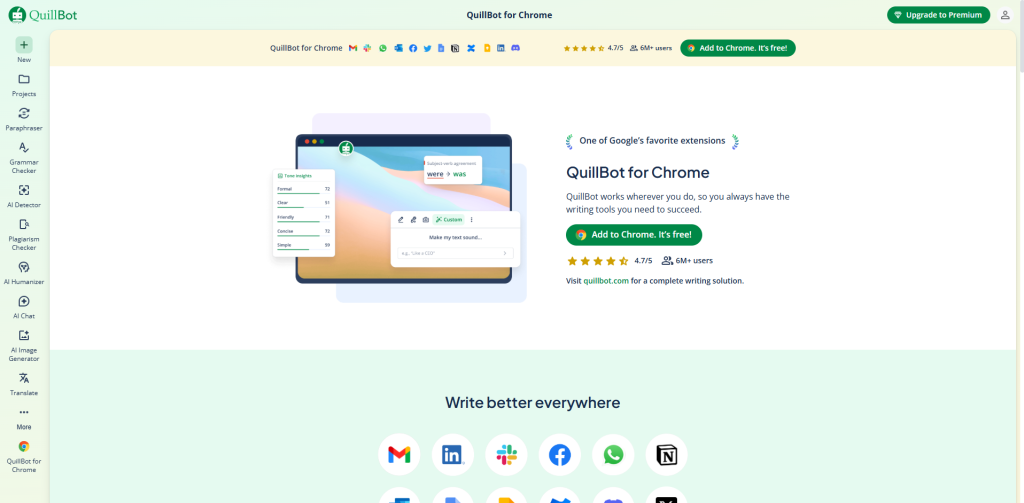 QuillBot paraphrasing and rewriting tool used as one of the best AI Humanizer Tools for students and researchers