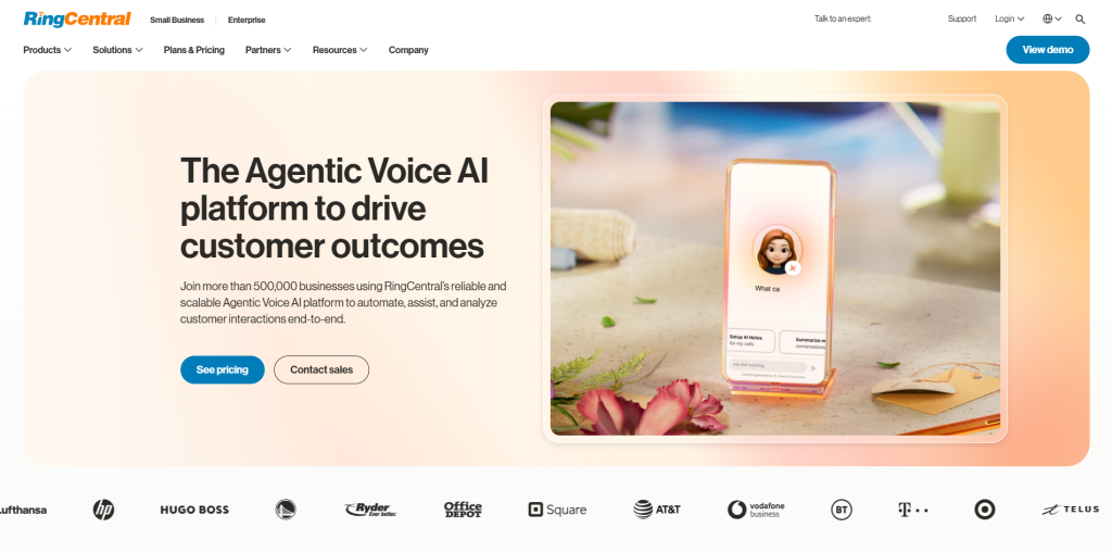 RingCentral enterprise VoIP phone system connected with CRM and business communication tools
