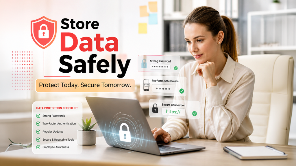 Store data safely in customer data management using secure systems, encryption, and privacy protection