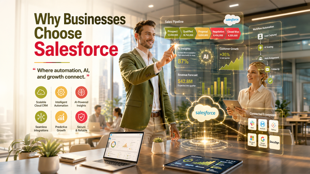 Why businesses choose Salesforce for scalable CRM automation and AI-powered customer management