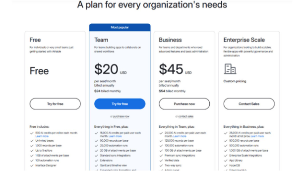 Airtable Pricing