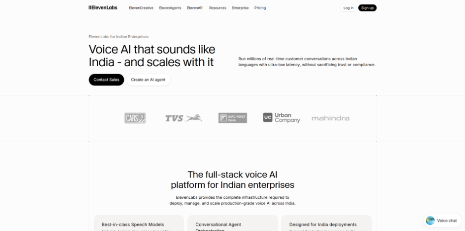 ElevenLabs AI voice agent delivering ultra-realistic outbound voice quality for automated sales and customer outreach calls