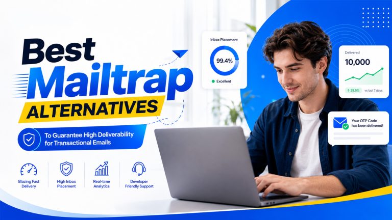 Comparison of the best Mailtrap alternatives for transactional email delivery, including UniOne, Postmark, SendGrid, and Mailgun.