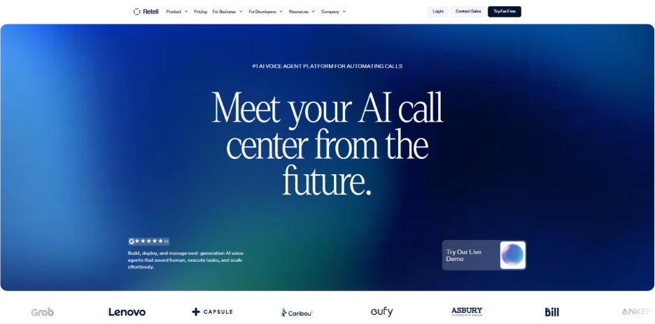 Retell AI platform for building custom outbound voice agents with developer tools, APIs, and real-time call automation