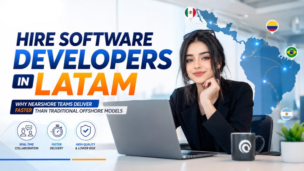 Software developers in LATAM collaborating with a North American company through a nearshore development team to accelerate software delivery and real-time communication.
