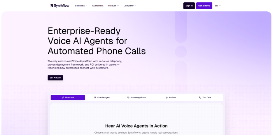 Synthflow no-code outbound workflow builder for AI voice agents, lead qualification, appointment booking, and automated outbound calling