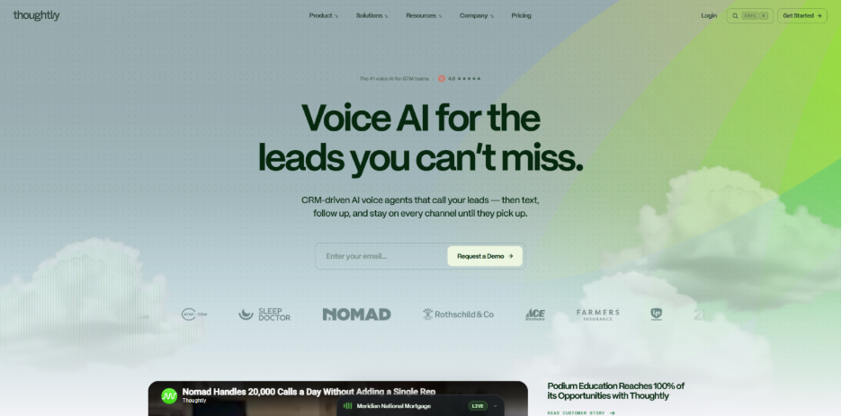 Thoughtly AI voice agent automating outbound follow-up calls for inbound leads with CRM integration and multi-channel communication