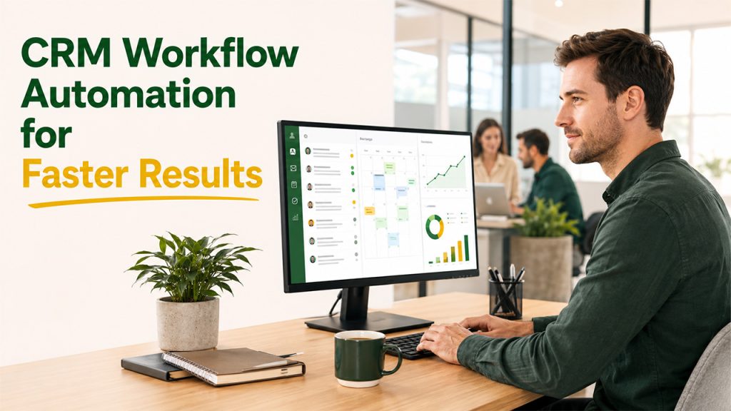 CRM workflow automation identifying high-value workflows such as lead assignment, customer follow-ups, reporting, and task automation.