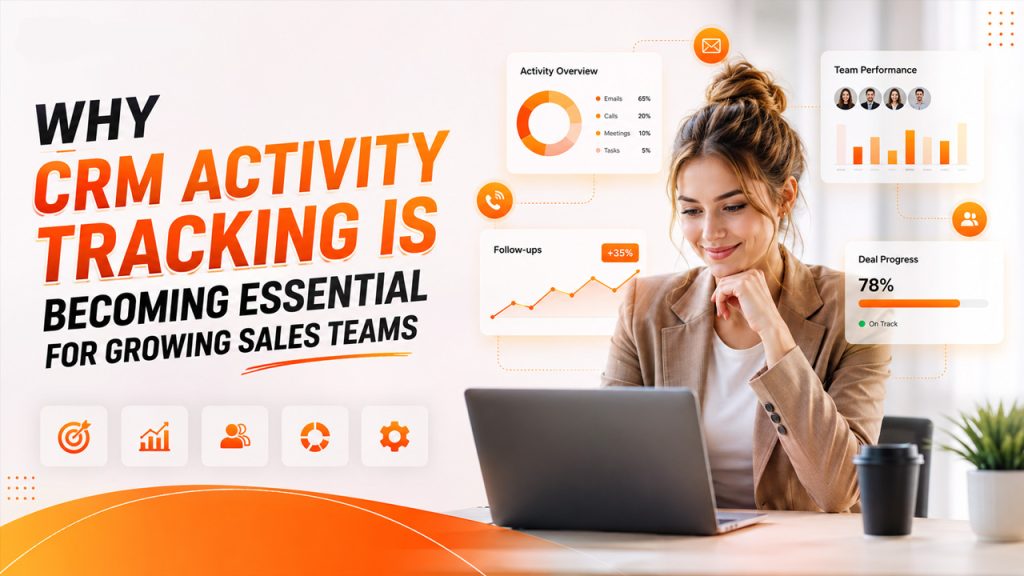 CRM activity tracking dashboard showing user adoption, workflow insights, and long-term sales performance improvements.