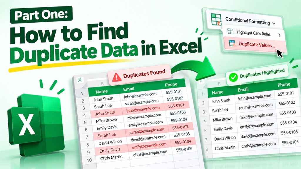 Part One How to Find Duplicate Data in Excel
